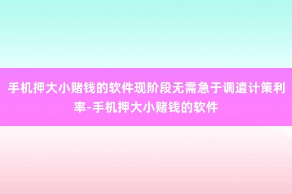 手机押大小赌钱的软件现阶段无需急于调遣计策利率-手机押大小赌钱的软件