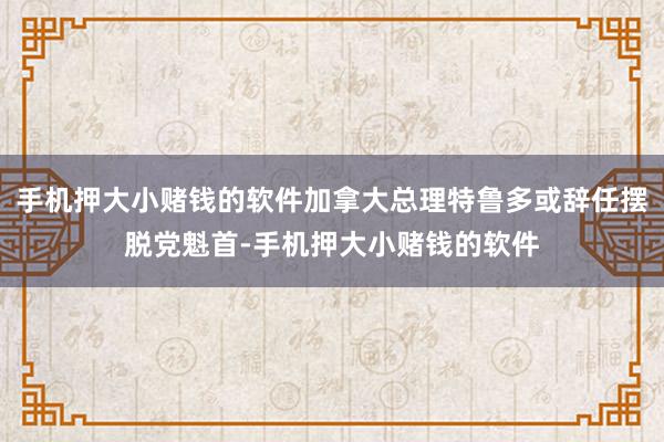 手机押大小赌钱的软件加拿大总理特鲁多或辞任摆脱党魁首-手机押大小赌钱的软件