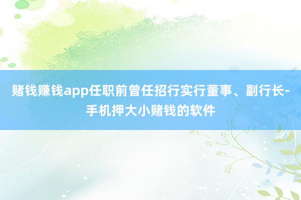 赌钱赚钱app任职前曾任招行实行董事、副行长-手机押大小赌钱的软件