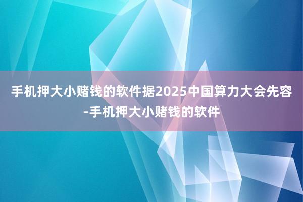 手机押大小赌钱的软件据2025中国算力大会先容-手机押大小赌钱的软件