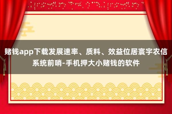赌钱app下载发展速率、质料、效益位居寰宇农信系统前哨-手机押大小赌钱的软件