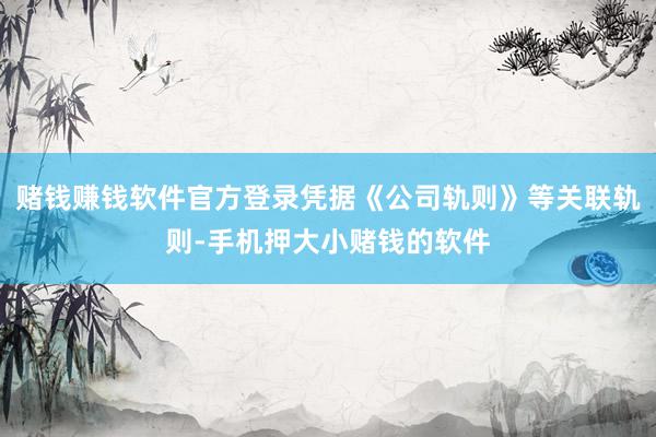 赌钱赚钱软件官方登录凭据《公司轨则》等关联轨则-手机押大小赌钱的软件