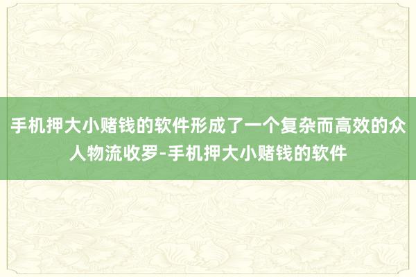 手机押大小赌钱的软件形成了一个复杂而高效的众人物流收罗-手机押大小赌钱的软件