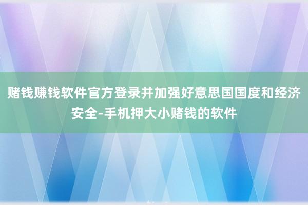 赌钱赚钱软件官方登录并加强好意思国国度和经济安全-手机押大小赌钱的软件