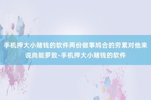 手机押大小赌钱的软件两份做事鸠合的劳累对他来说尚能罗致-手机押大小赌钱的软件