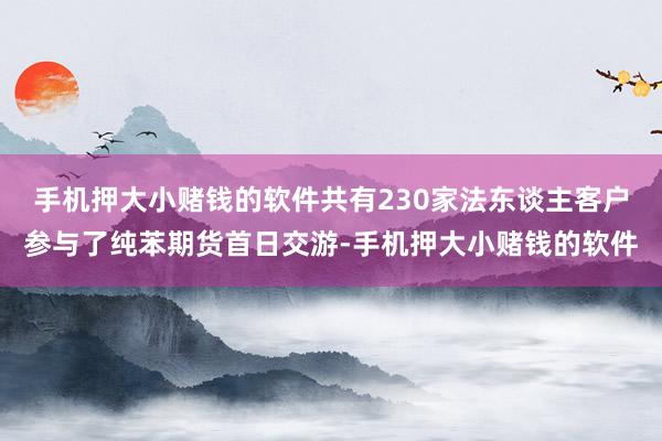 手机押大小赌钱的软件共有230家法东谈主客户参与了纯苯期货首日交游-手机押大小赌钱的软件