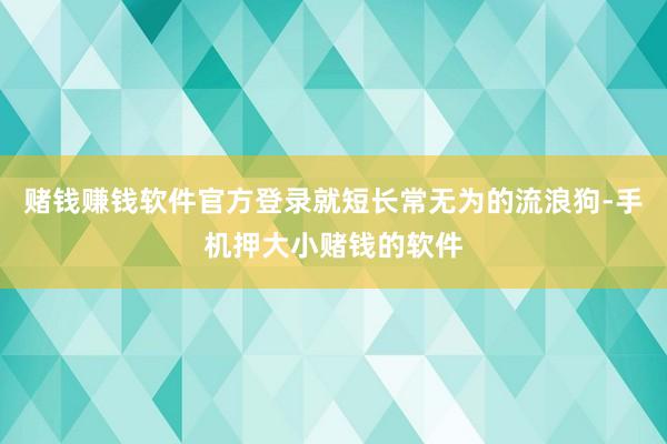 赌钱赚钱软件官方登录就短长常无为的流浪狗-手机押大小赌钱的软件