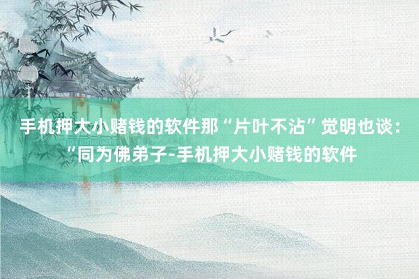 手机押大小赌钱的软件那“片叶不沾”觉明也谈：“同为佛弟子-手机押大小赌钱的软件