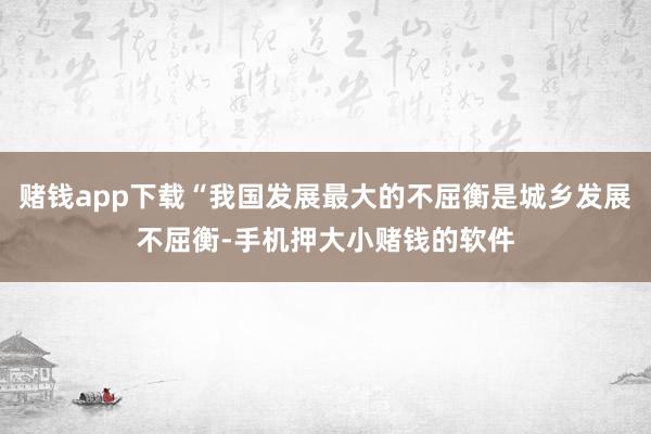 赌钱app下载“我国发展最大的不屈衡是城乡发展不屈衡-手机押大小赌钱的软件